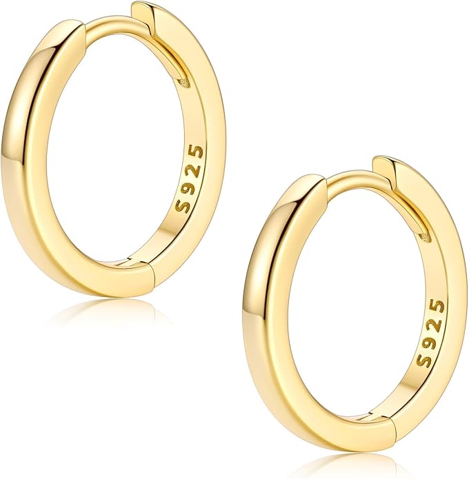 FaithHeart 925 Sterling Silver Huggie Hoop Earrings, Silver Small Hoop Earring for Women, 14K Gold/Black/Rose Gold Hypoallergenic Cartilage Earrings for Women 6/8/10/12/14/16/18/20mm