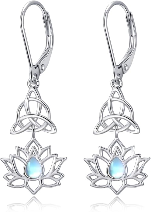 Dorunmo Moonstone Dangle Drop Earrings s925 Sterling Silver Leverback Earrings Filigree Moonstone Jewelry Birthday Gifts for Women