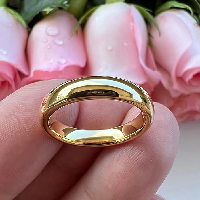 TUTISS 4mm 6mm 8mm 10mm Silver/Gold/White Tungsten Rings for Men Women Couple Fashion Jewelry Anniversary Engagement Wedding Bands Domed Polished I Love You Engraved Comfort Fit
