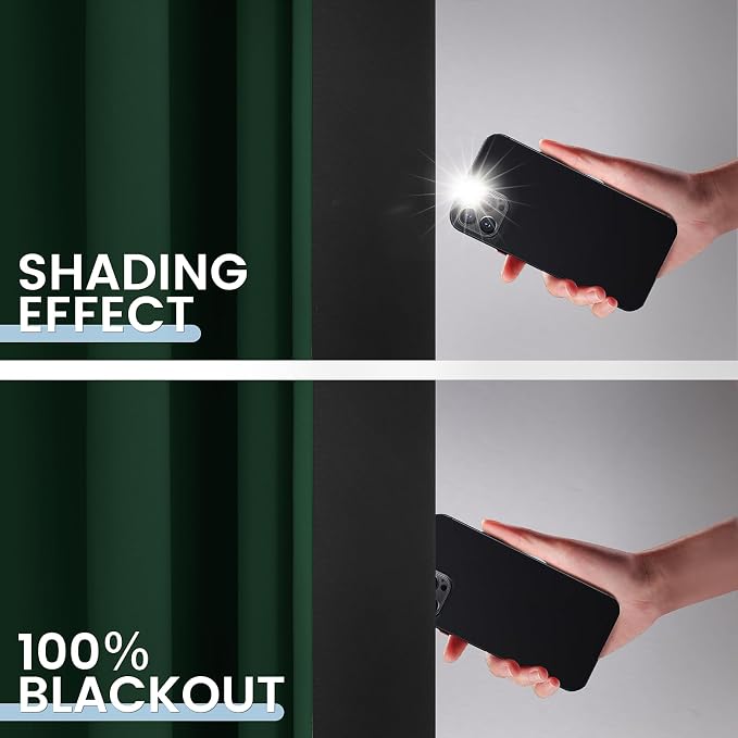 SimpleHome Pine Tree Green 100% Blackout Curtains Room Dark Living Room 63 | Curtains for Bedroom,Thermal Insulated Grommet Window Drapes,Curtains for Living Room with Black Back,52 x 63 Inch,2 Panels