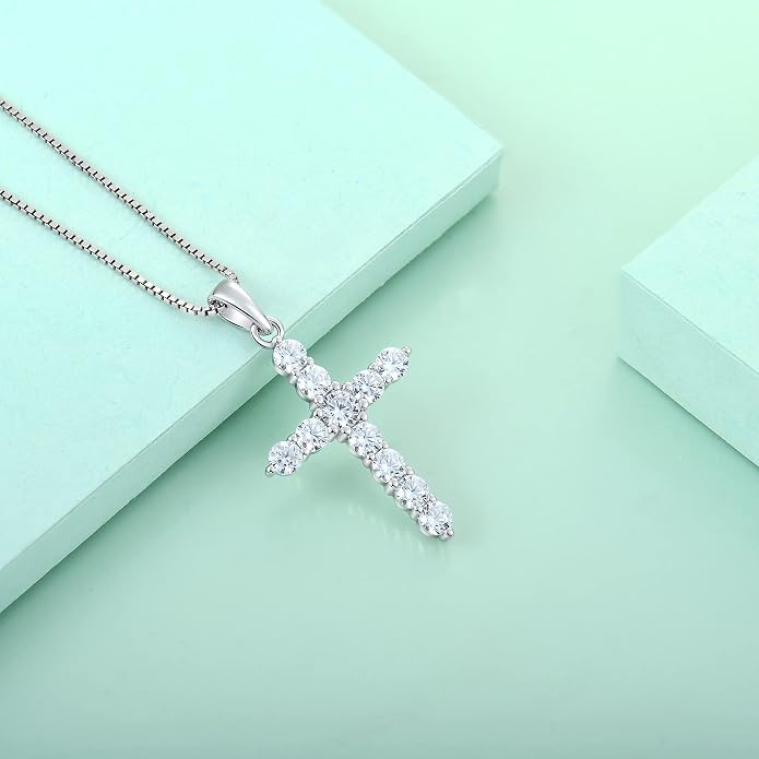STARCHENIE Cross Necklace Sterling Silver Crucifix Pendant Gemstones Jewelry for Women