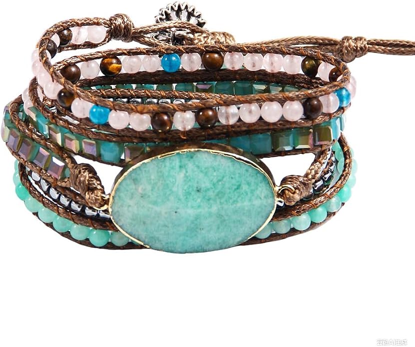 Women Wrap Bracelets Boho Natural Stone Jasper Turquoises Strand Bracelet Jewelry Collection