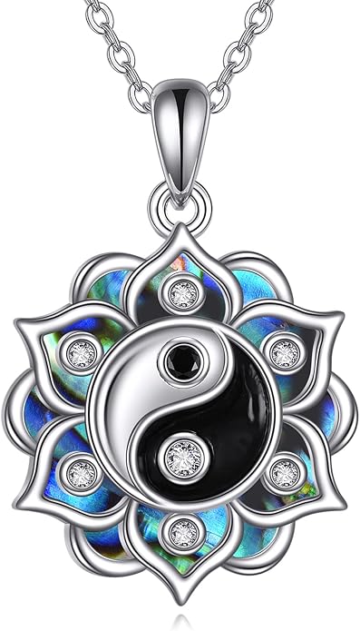 ONEFINITY Lotus Necklace 925 Sterling Silver Moonstone Pendant Necklace Yoga Lotus Jewelry for Women
