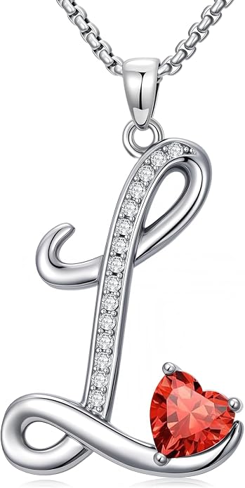 Birthday Gifts for Women Alphabet A to Z Initial Birthstone Pendant Necklaces for Women - 18k White Gold Plated Personalized Name Jewelry Anniversary Graduation Gifts for Wife Her Daughter Girlfriend(with Gift Box)
