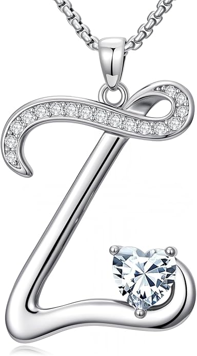 Birthday Gifts for Women Alphabet A to Z Initial Birthstone Pendant Necklaces for Women - 18k White Gold Plated Personalized Name Jewelry Anniversary Graduation Gifts for Wife Her Daughter Girlfriend(with Gift Box)