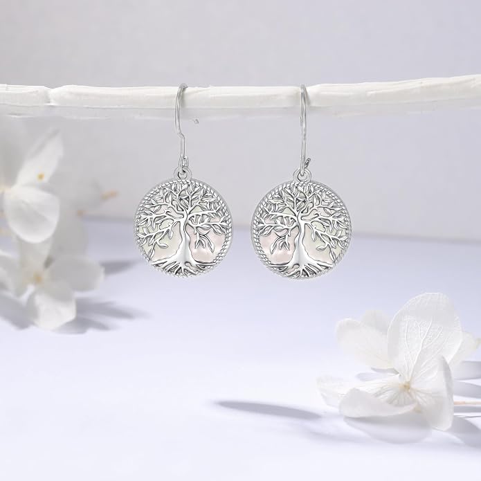 Aniu Tree of Life Earrings for Women Turquoise Malachite Teardrop Dangle Earrings for Women Sterling Silver Anniversary Birthday Drop Dangle Earrings Jewelry Gifts
