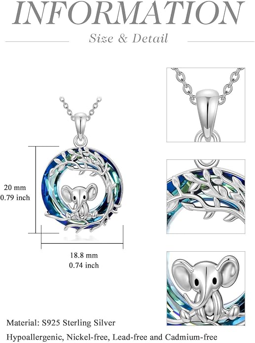 TOUPOP Sterling Silver Tree of Life Hummingbird/Dragonfly/Owl/Panda Necklace Crystal Bird Jewelry Birthday Christmas Valentines Day Gifts for Her Girlfriend Mom