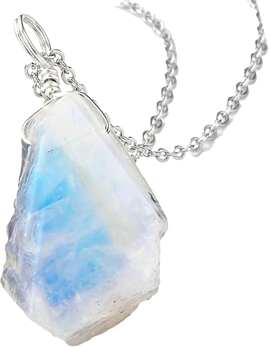 Raw Birthstone Crystal Necklace for Women, Hypoallergenic 925 Sterling Silver Pendant, Adjustable 16+2" Silver Chain, Light Natural Gemstone Jewelry for Everyday Wear & Gift for her & him