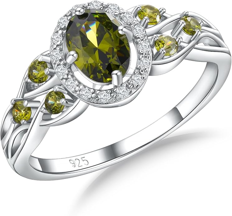 925 Sterling Silver Celtic Knot Engagement Ring for Women Moissanite/Cubic Zirconia Inlaid Oval Shaped Birthstone Rings Cocktail Wedding Birthday Jewelry(with Box)