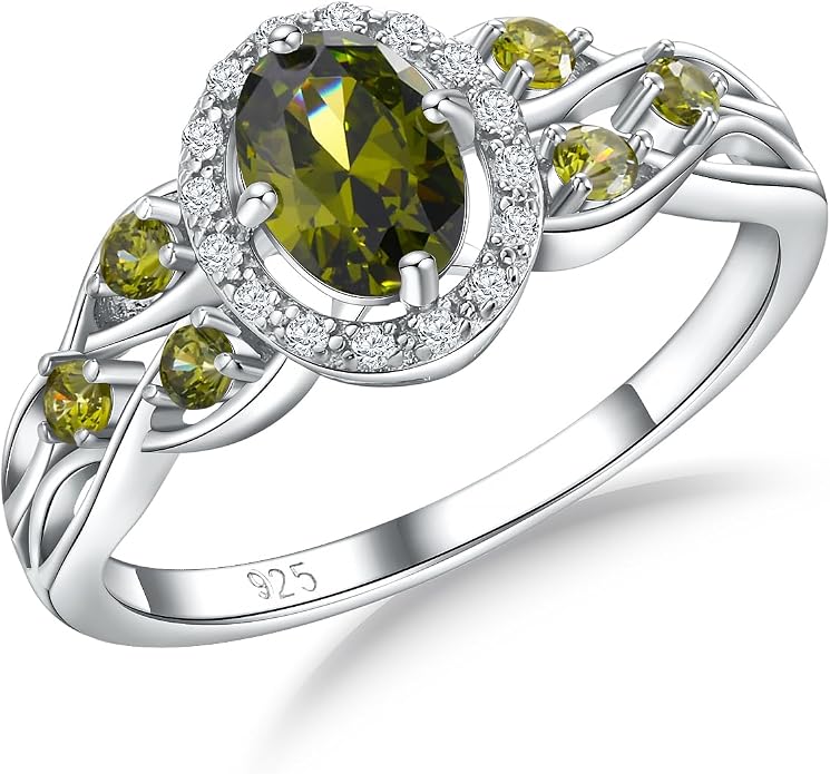 925 Sterling Silver Celtic Knot Engagement Ring for Women Moissanite/Cubic Zirconia Inlaid Oval Shaped Birthstone Rings Cocktail Wedding Birthday Jewelry(with Box)