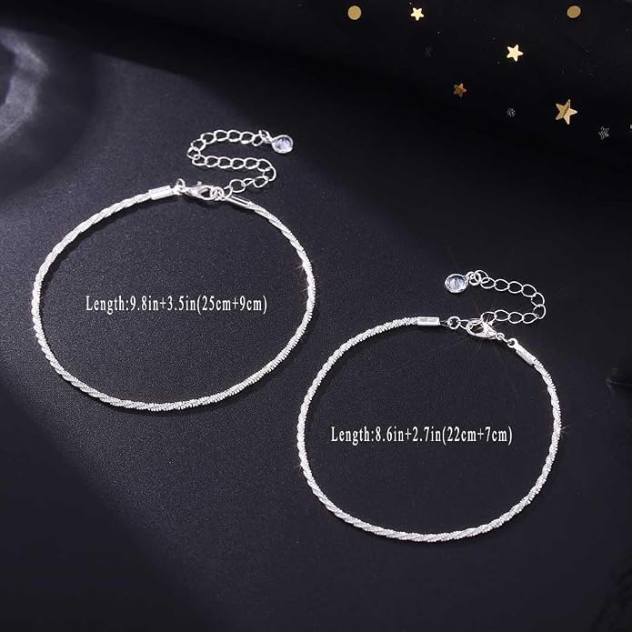 Yalice 925 Sterling Silver Ankle Bracelets for Women Dainty 14K Gold Plated Anklets Set Shiny Waterproof Ankle Chain Cross Beach Foot Jewelry Gifts