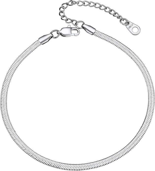 GoldChic Adjustbale Link Chain Anklet for Women Summer Jewelry, 316L Stainless Steel Figaro/Wheat/Twist Rope/Cuban Foot Bracelet-Waterproof, Resizable 9"-12" (Gift Box Included)