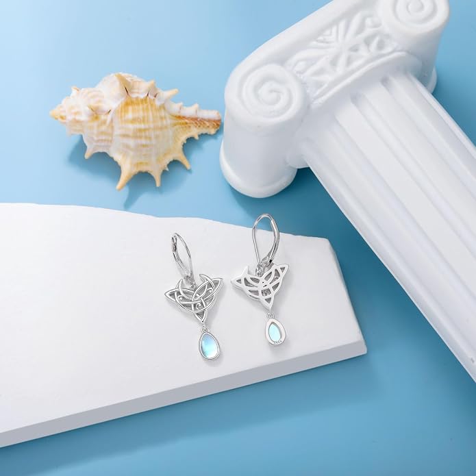 Dorunmo Moonstone Dangle Drop Earrings s925 Sterling Silver Leverback Earrings Filigree Moonstone Jewelry Birthday Gifts for Women