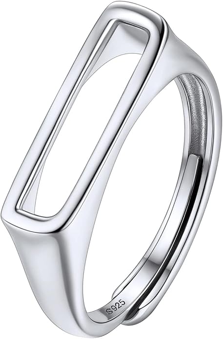 SILVERCUTE 925 Sterling Silver Initial Rings for Women,Adjustable Capital Letter Ring Hypoallergenic,Minimalist 925 Silver Rings for Mother Daughter
