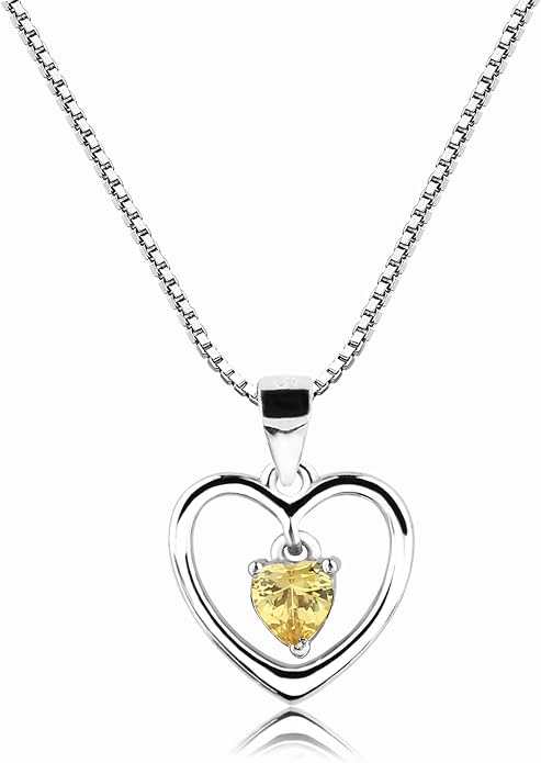 Cherished Moments Girl's .925 Sterling Silver "Dancing Heart" Simulated Birthstone Necklace