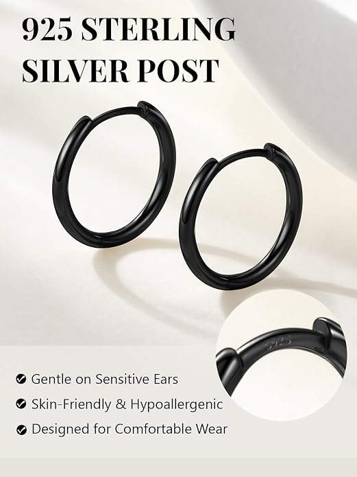 Silvora 14K Gold Plated Huggie Hoop Earrings for Women, Small Sterling Silver Hoops, Hypoallergenic Cartilage Earrings for Sensitive Ears 8/10/12/14/16/18/20MM