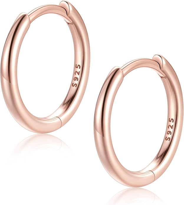 FaithHeart 925 Sterling Silver Huggie Hoop Earrings, Small Hoop Earring for Women, Silver/14K Gold/Black/Rose Gold Hypoallergenic Cartilage Earrings for Women 8/10/12/14/16/18/20mm