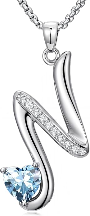 Birthday Gifts for Women Alphabet A to Z Initial Birthstone Pendant Necklaces for Women - 18k White Gold Plated Personalized Name Jewelry Anniversary Graduation Gifts for Wife Her Daughter Girlfriend(with Gift Box)