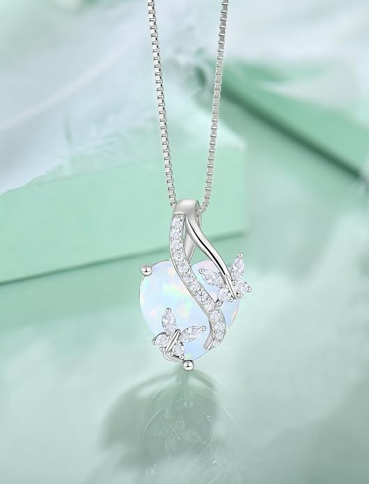 Butterfly Necklaces for Women Sterling Silver Infinity Heart Pendant Birthstone Jewelry Gift with 14k Yellow Gold/Rose Gold Plated