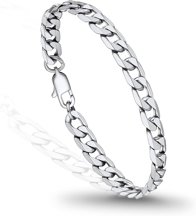 PROSTEEL Silver/Gold/Black Bracelets for Men Figaro Cuban Link, 6mm-13mm Width, 7.5"/8.3"/9" Length, Stainless Steel Mens Bracelet Jewelry with Gift Box