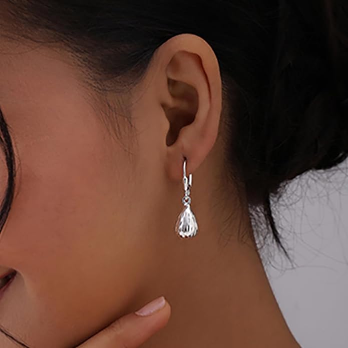 LeCalla 925 Sterling Silver Leverback Drop Earrings | Lightweight Italian Teardrop Dangle Earring for Women