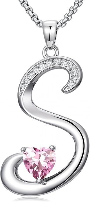 Birthday Gifts for Women Alphabet A to Z Initial Birthstone Pendant Necklaces for Women - 18k White Gold Plated Personalized Name Jewelry Anniversary Graduation Gifts for Wife Her Daughter Girlfriend(with Gift Box)