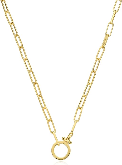 FRUMOS Gold Plated Necklace for Women, Dainty Layered Chain Necklace, Fashion Jewelry for Daily Wear