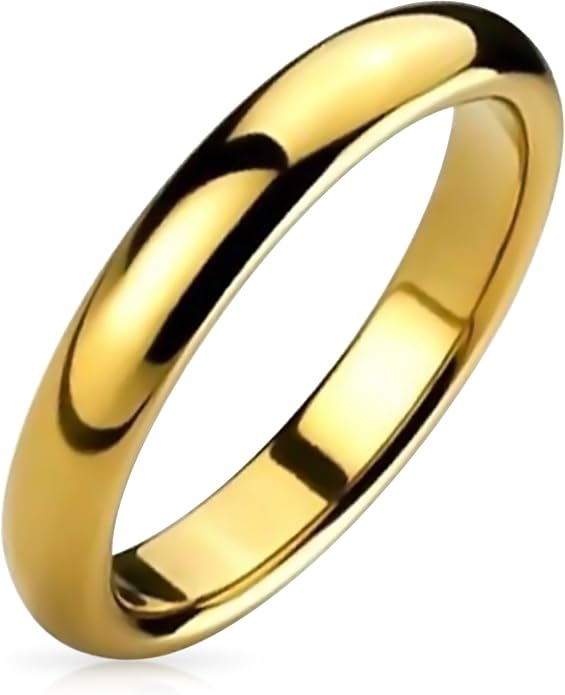 Bling Jewelry Plain Simple Dome Black Couples Titanium Wedding Band Ring For Men For Women Comfort Fit 4MM
