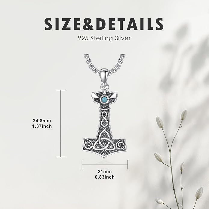 LEECCl Men's Necklaces 925 Sterling Silver Thors Hammer/Cross of Thorns/Bible/St. Michael Gothic pendant Religious Jewelry for Men Father