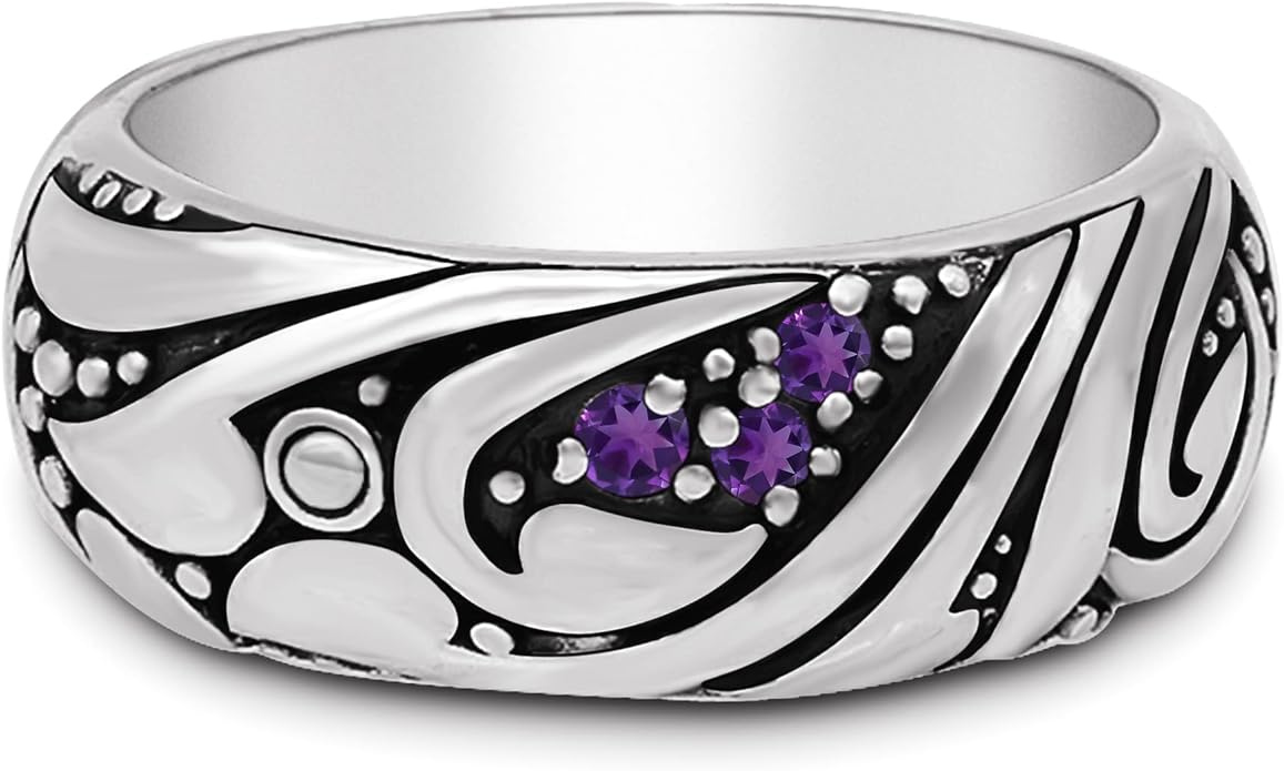 DEVATA Gold or Rhodium Plated Sterling Silver 925 – Eternity, Band Ring for Women – Heart, Knot, Clover, Infinity, Mariner, Cable, Curb, Cuban, Figaro, Daisy, Rope, Ribbed, Dome