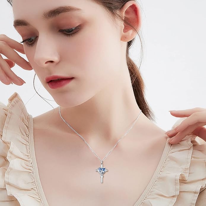 PROESS S925 Sterling Silver Daughter Heart Pendant Necklace from Dad Mom I Love You Forever Jewelry