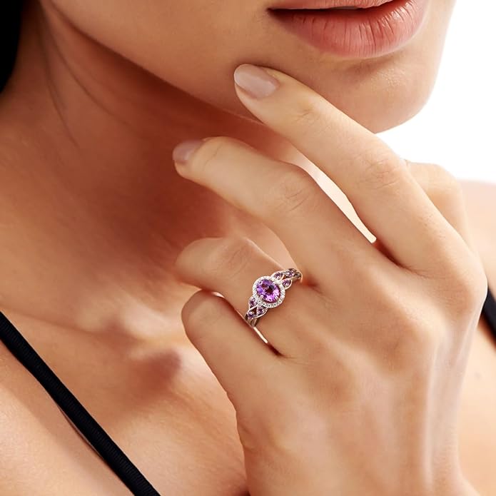 925 Sterling Silver Celtic Knot Engagement Ring for Women Moissanite/Cubic Zirconia Inlaid Oval Shaped Birthstone Rings Cocktail Wedding Birthday Jewelry(with Box)