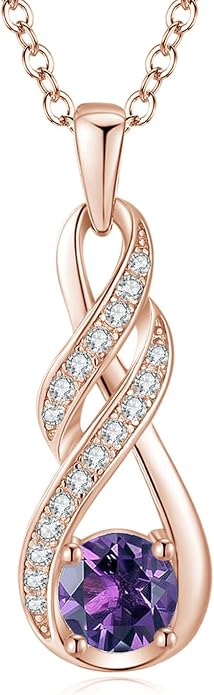 Birthstone Necklaces for Women 925 Sterling Silver Infinity Pendant Created Gemstone Jewelry for Her, 16"+2"