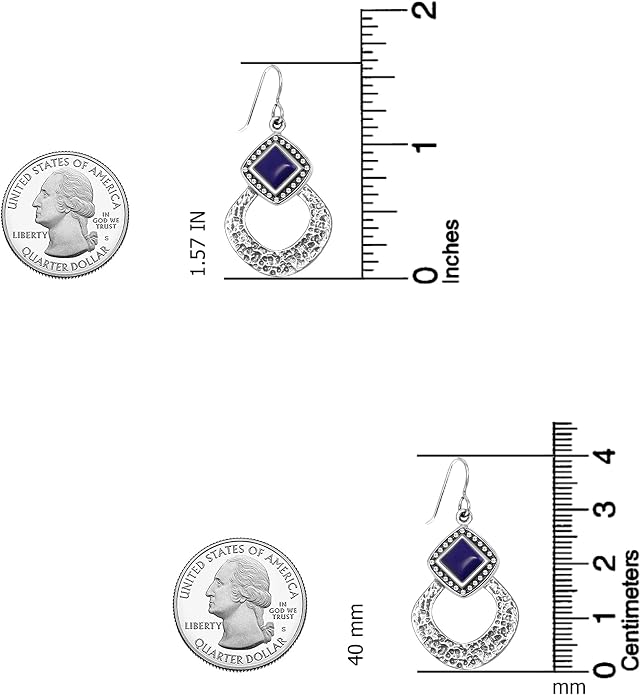 LeCalla 925 Sterling Silver Hammered Earrings for Women | Classic Handmade Textured Hammered Drop Dangle Earring Jewelry Gifts for Birthday Wedding Christmas