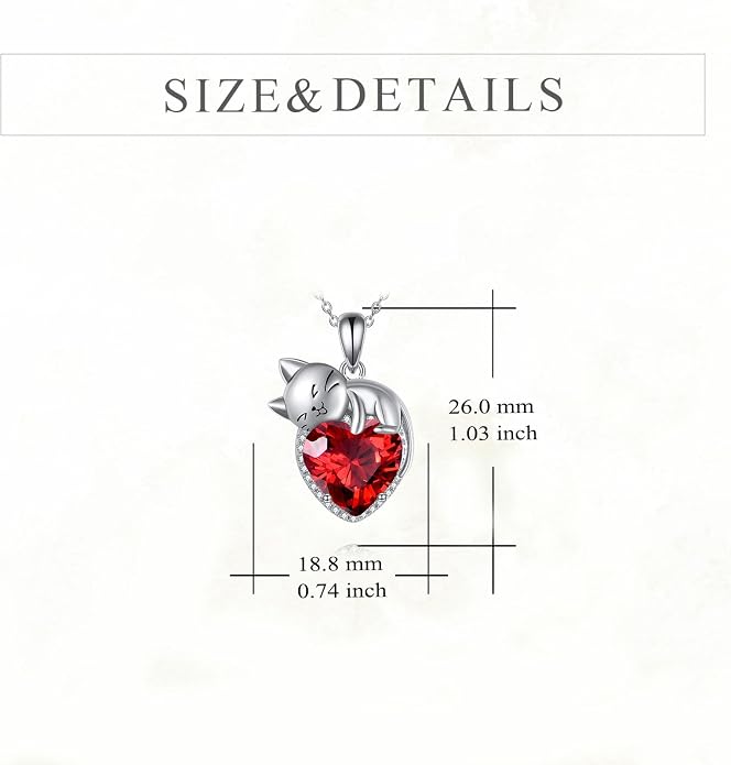 Cat Necklace Sterling Silver Cat Zircon Pendant Gothic Jewelry for Women Animal Lovers Gifts