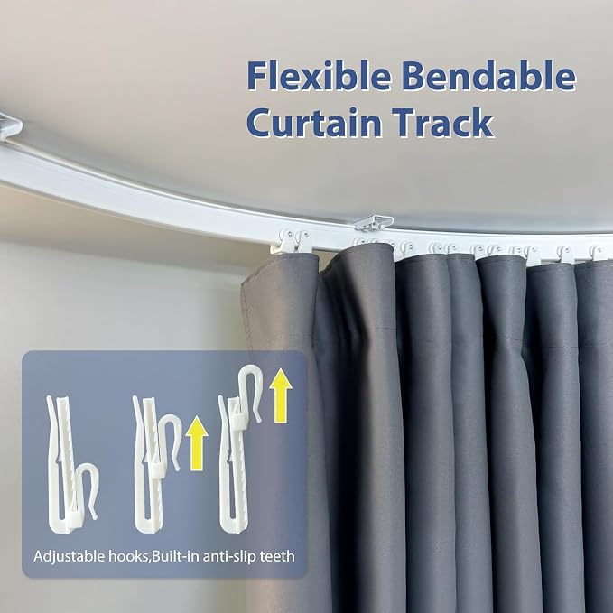Room Divider Ceiling Mounted Curtains Track Sets Extra Wide Blackout Curtain Flexible Tracks for Bedroom Office Privacy Partition Separator, Grey, W 100 x H 84in