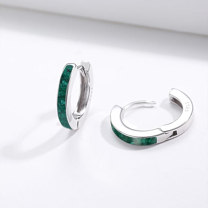 CUOKA MIRACLE 925 Sterling Silver Opal Hoop Earrings for Women - Opal Hinged Huggie Hoops, Hypoallergenic Small Hoop Earrings for Sensitive Ears, Dainty Everyday Jewelry Birthday Christmas Gift