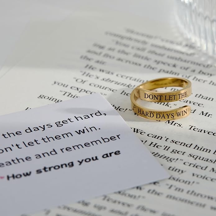 Dont Let The Hard Days Win Ring for Women/Men,Adjustable Stainless Steel Engraved Inspirational Ring Unique Jewelry Gifts