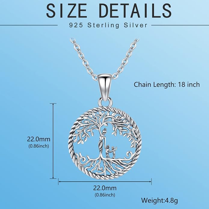 Odinstone Tree of Life Necklace, Sterling Silver Pendant for Women Family Tree Necklaces Jewelry for Mom/Wife/Grandma(With Fine Gift Box)
