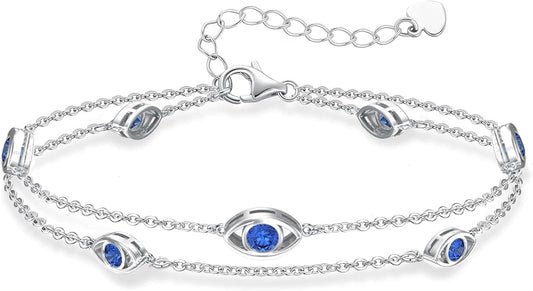 925 Sterling Silver Ankle Bracelet Evil Eye/Dolphin/Sea Turtle/Infinity/Wave Seashell/Hamsa Ankle Bracelet Adjustable Summer Beach Ocean Jewelry for Women