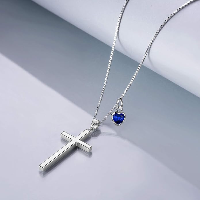 POPLYKE Cross Necklace 925 Sterling Silver Philippians 4:13 I Can Do All The Things Inspirational Necklace Gifts for Women Men 20+2''