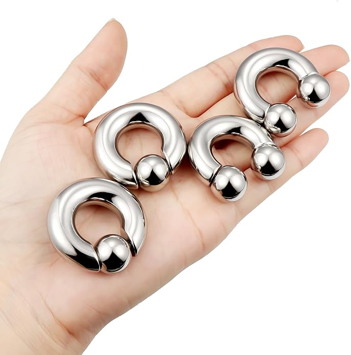 00G 0G 2G 4G 6G 8G 10G 12G 14G 16G Septum Rings Silver Black Surgical Steel Heavy Gauges Earrings Stretching kit Eyebrow Lip Septm Nose Rings Helix Tragus Daith Rook Earrings Hoops 10mm-19mm