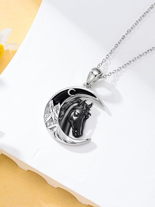 Tree of Life/Cat/Horse/Turtle/Sun/Cow Pendant Crescent Moon Necklace Anniversary Graduation Birthday for Grandma Women Wife Daughter(with Gift Box)
