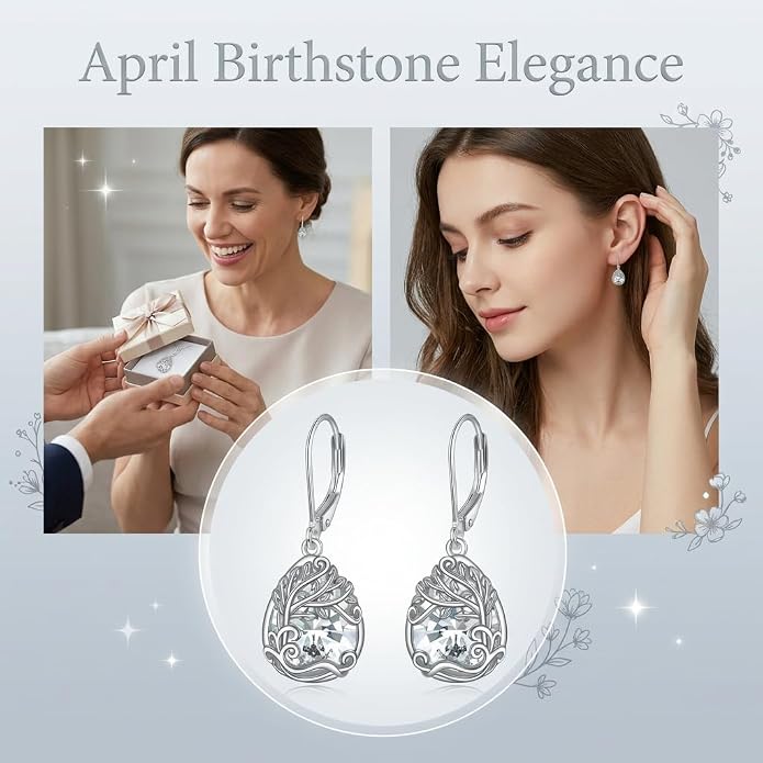 Teardrop Tree of Life/Filigree Earrings for Women Dangle Leverback Earrings Jewelry Gift Anniversary For Her