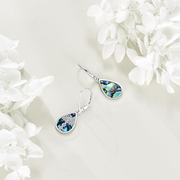 Tree Of Life Earrings 925 Sterling Silver Abalone Shell Tree Of Life Dna Earrings Dangle Tree Of Life Jewelry Gifts for Women