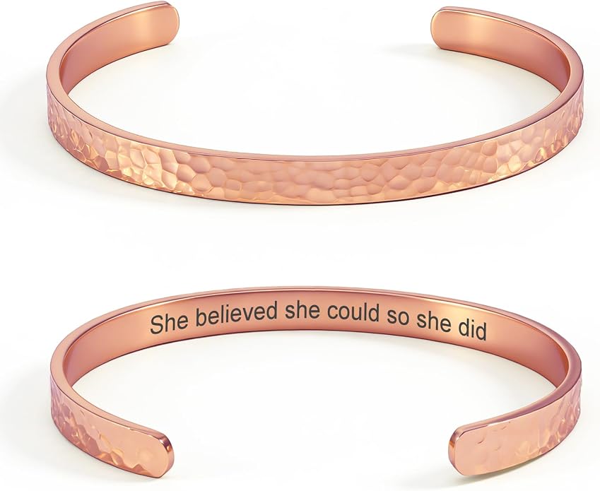 Inspirational Bible Verse Cuff Bracelet for Women, 18K Gold Plated Hammered Bangle, Christian Faith Jewelry Gift, Adjustable Non Tarnish