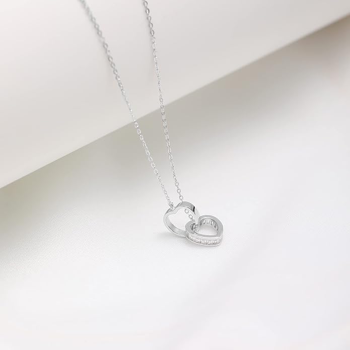 Gacimy Sterling Silver Heart Necklace for Women, Tiny 925 Sterling Silver Choker Chain with Heart Pendant Necklace for Women Girls