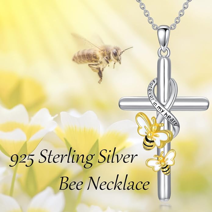 Cross Necklace for Women 925 Sterling Silver I Love You Necklace Religious Jewelry with Gift Box for Mother Daughter
