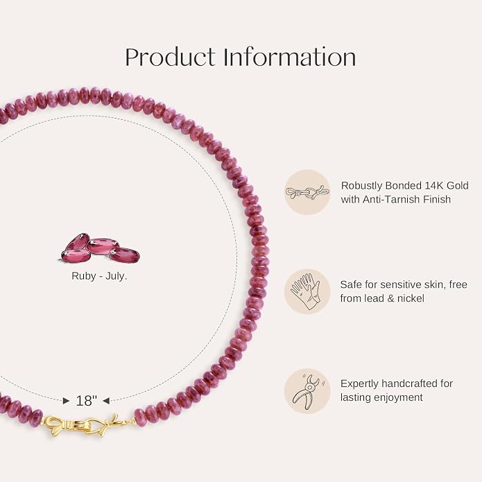 NLIEO Rainbow Colorful Gemstone Beaded Choker Necklace for Women 14K Gold Bow Birthstone Beads Chokers 18inches