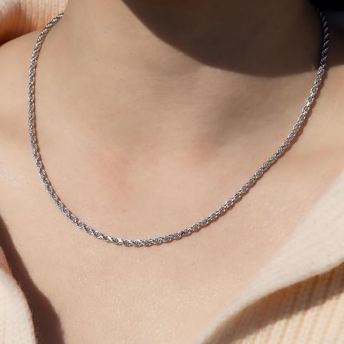 Gold Herringbone Necklace For Women - Rope Chork,Flat Snake Chain Necklaces in 18K Gold & White Gold Plated Tone - Simple Daily Jewelry-Tarnish Free-16-18in